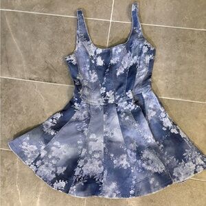 Blue Floral Denim Dress